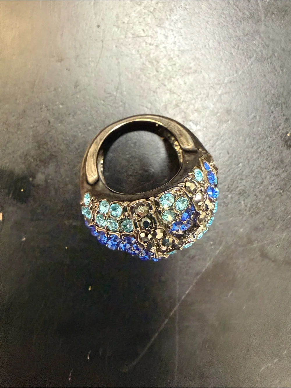 Park Lane Blue Crystal Heart Cocktail Ring